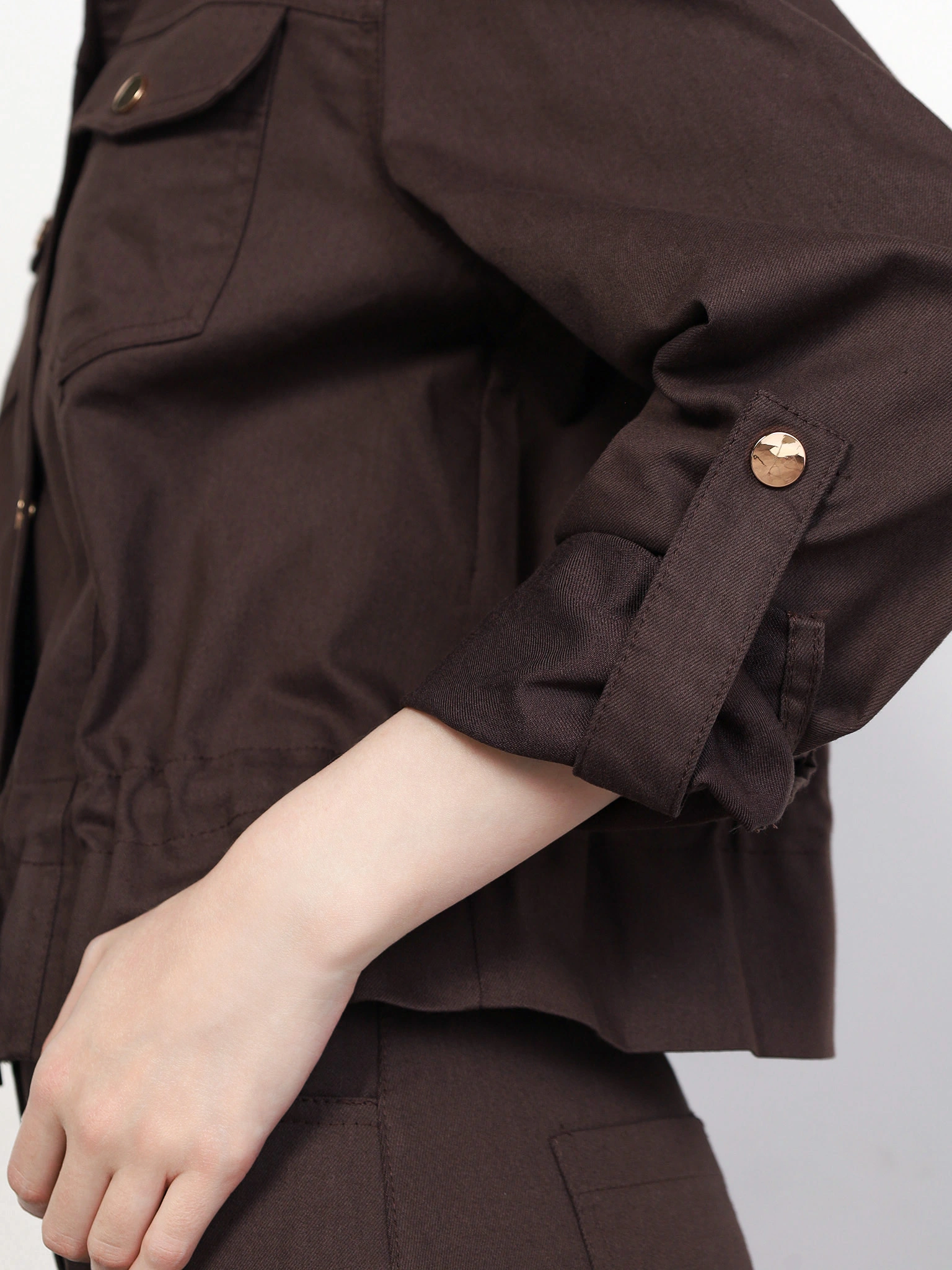 Жакет темно-коричневого цвета с кокеткой